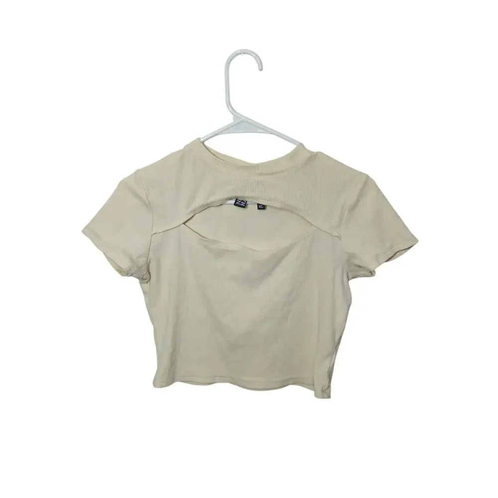 Ninth Hall Cuddie Birch Cream Cut Out Crop  Baby T-Shirt Size XL - Picture 2 of 6